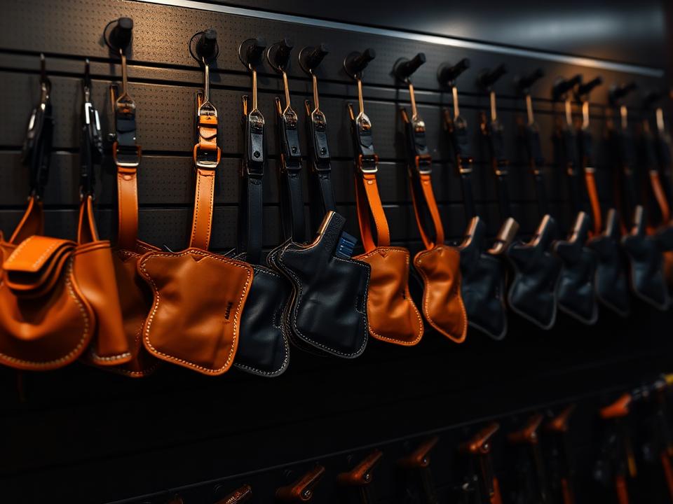 Concealed carry holsters on display